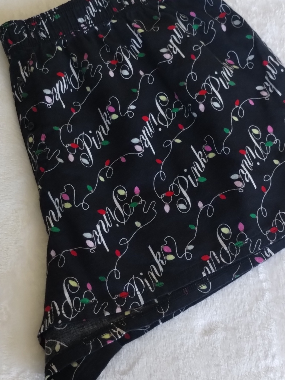 PINK Victoria's Secret Black Party Lights Print Cotton Boxer Shorts